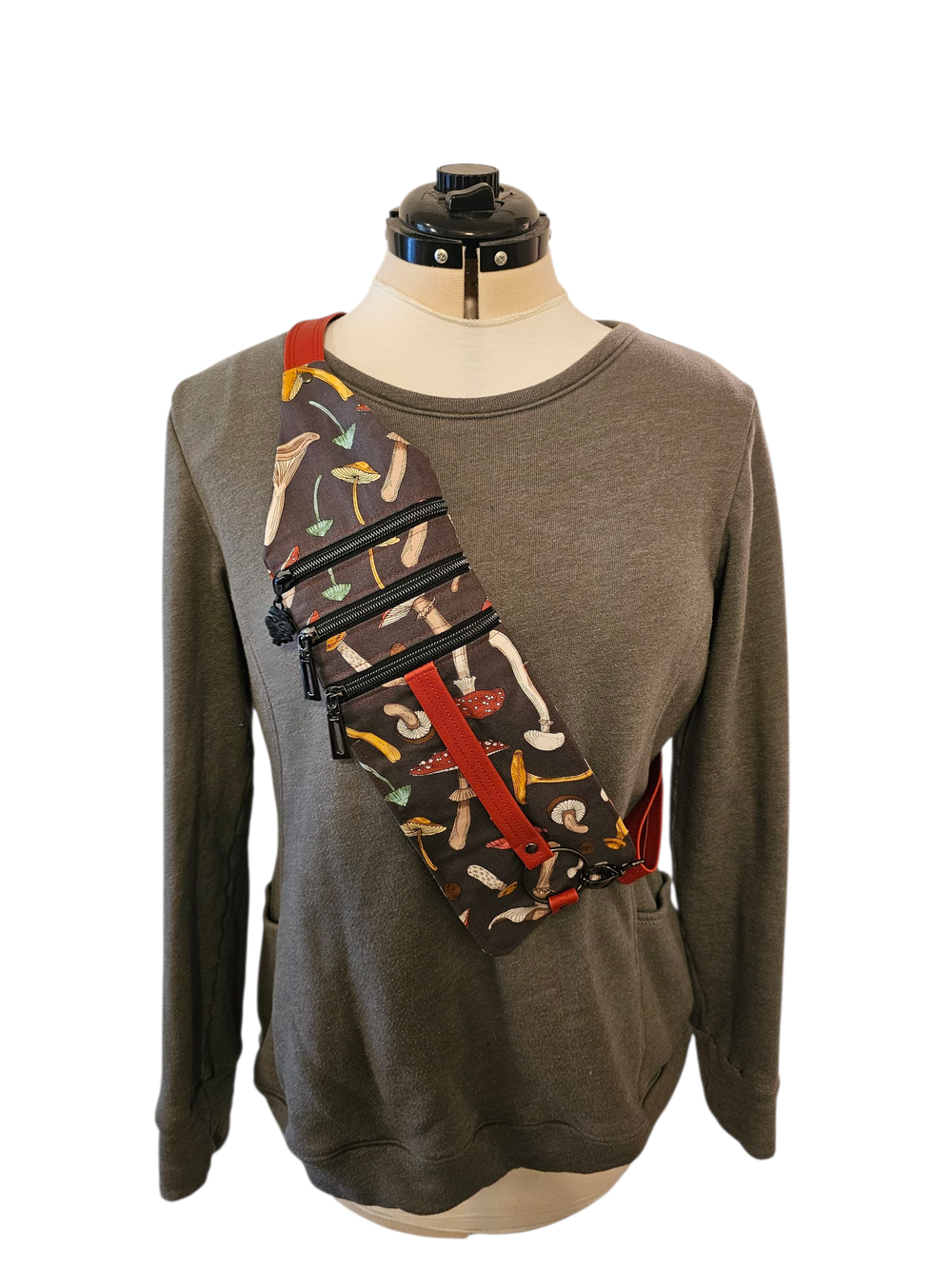 Triple Sling Crossbody with Mushrooms