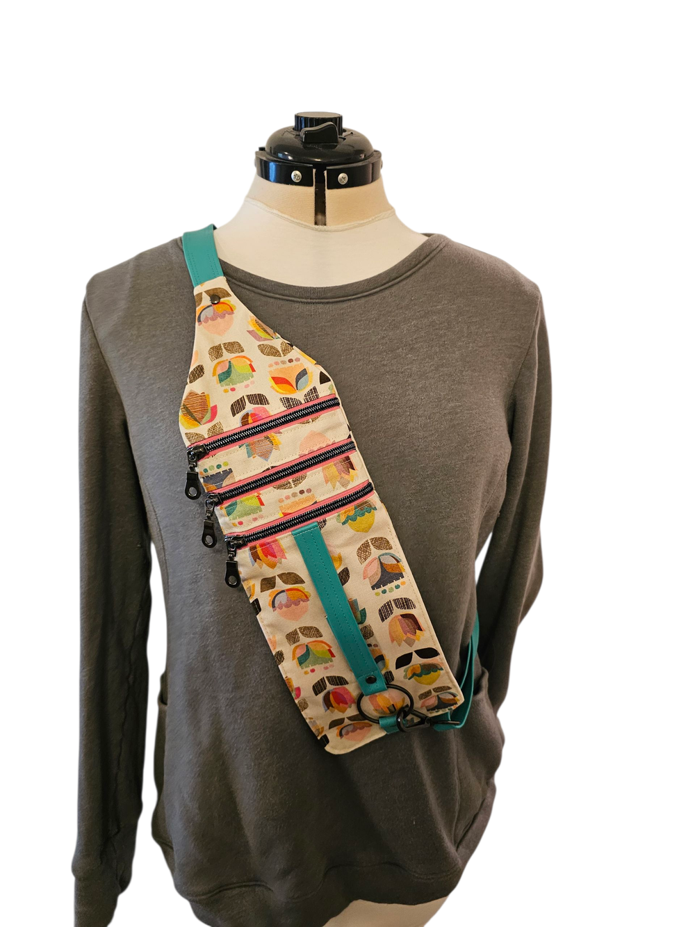 Triple Sling Crossbody with Vintage Tulip Design